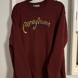 NWOT  Vintage Inspired  "Brooklyn, Coney Island" Burgundy Sweatshirt Size XL